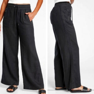 Athleta Women’s Size 2 Cabo Linen Wide Leg Pant Comfort Boho Black 447244